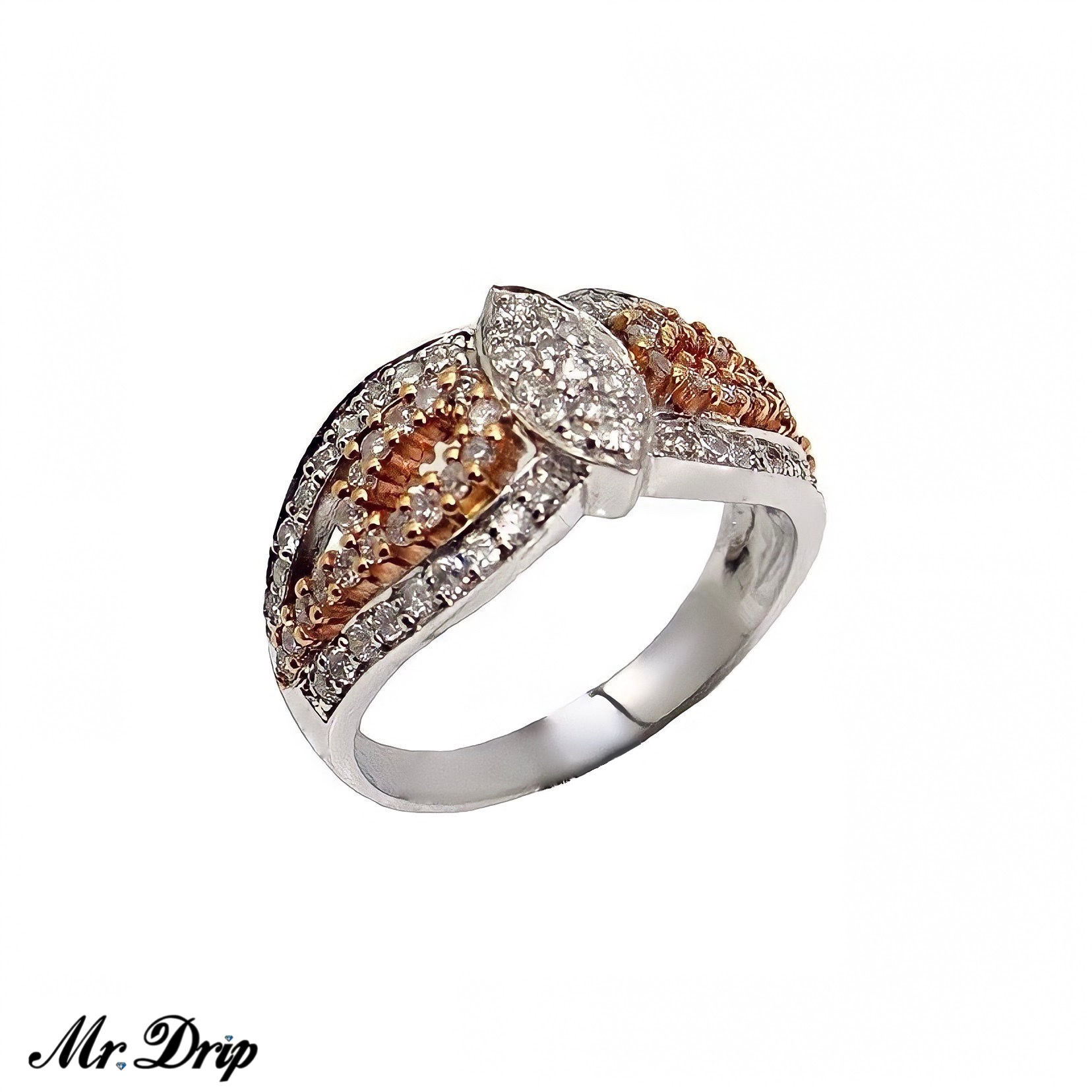 18K WHITE GOLD/ROSE GOLD .77CT DIAMOND RING