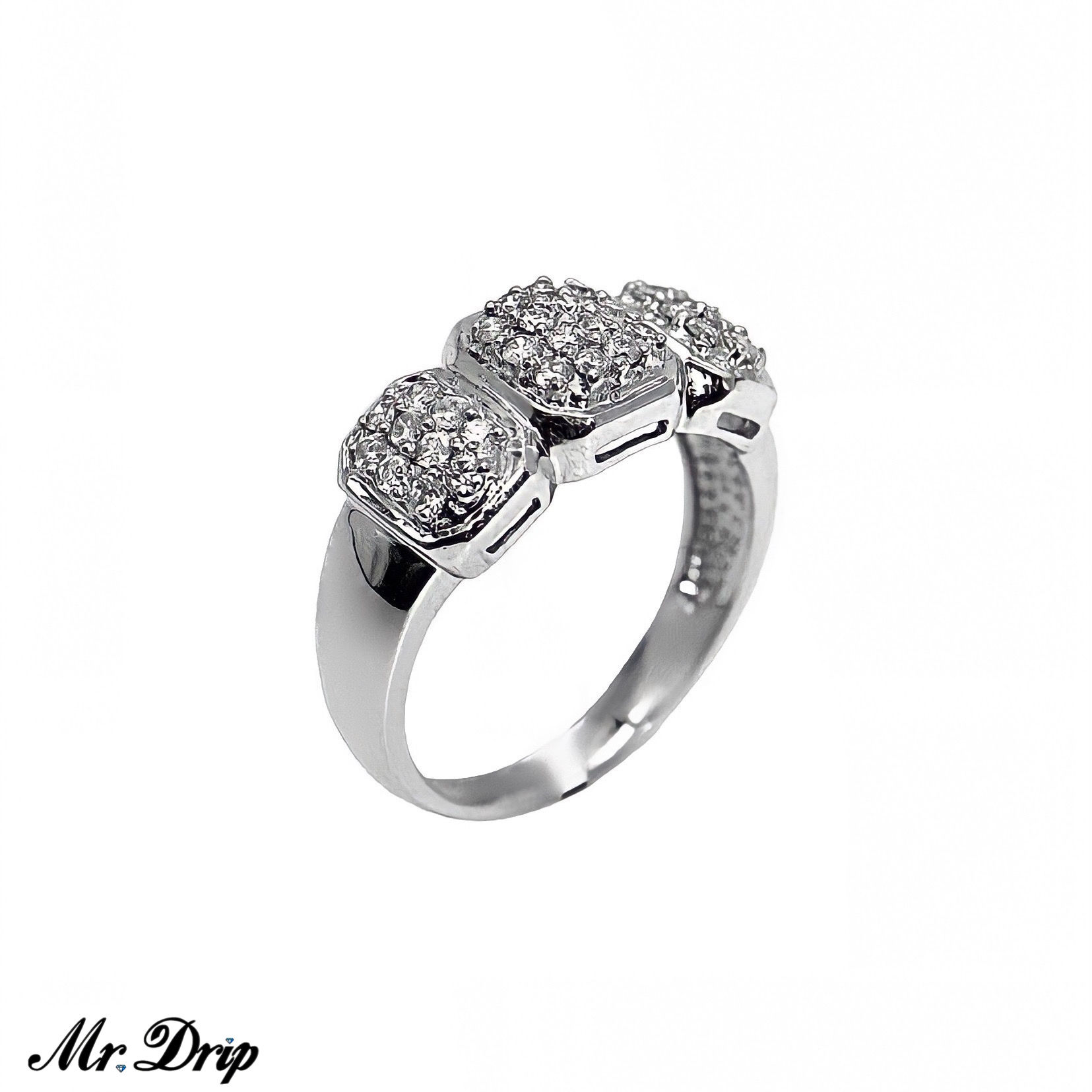 18K WHITE GOLD BRILLIANT ROUND CUT DIAMOND RING .51CT