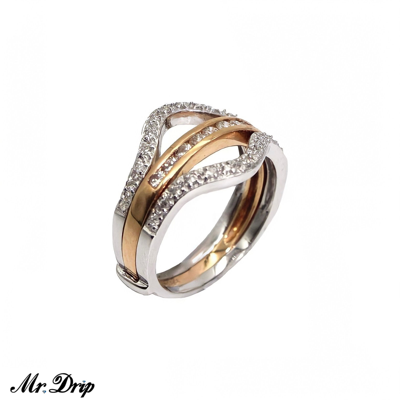 18K WHITE GOLD/ROSE GOLD DIAMOND RING .50CT