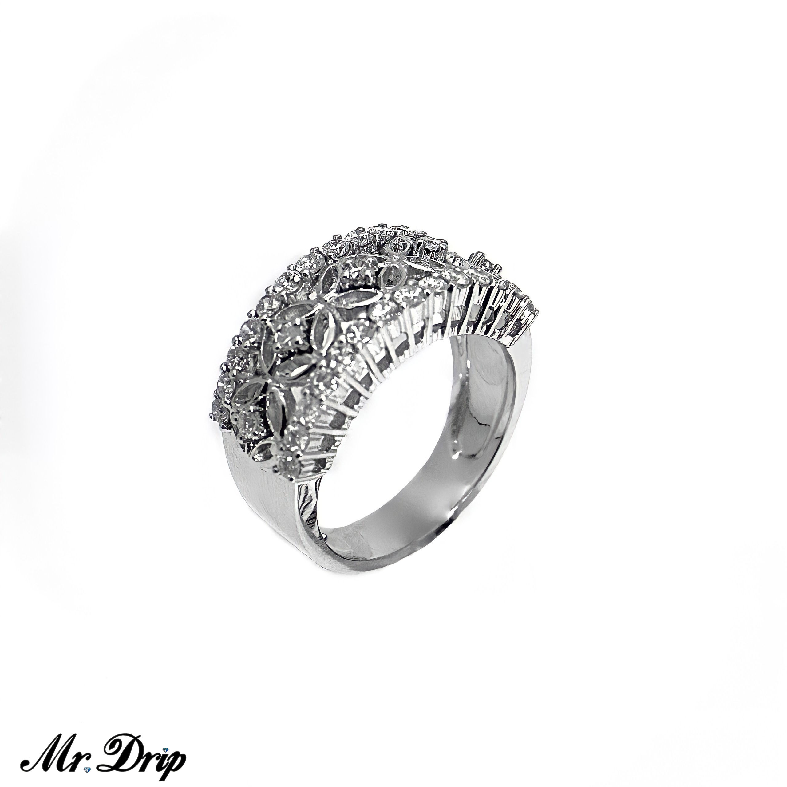 18K WHITE GOLD BRILLIANT CUT DIAMOND RING .84CT