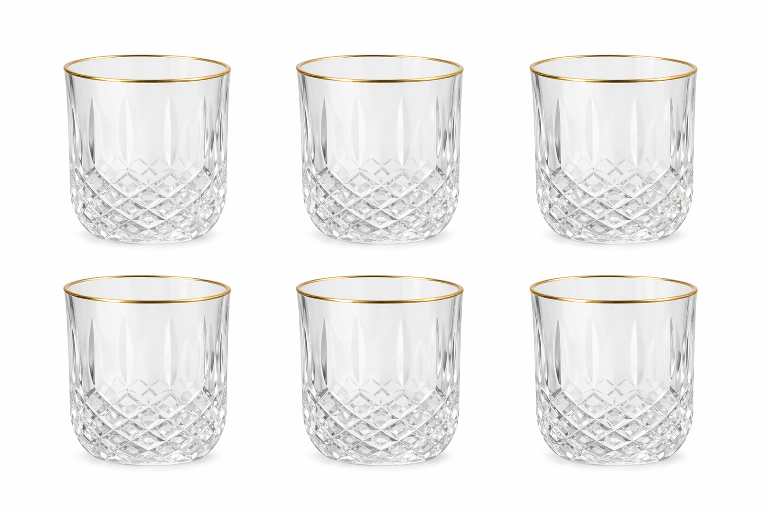 Conj. 6 Copos Baixos de Vidro Berlin Fio de Ouro 290ml - Mek