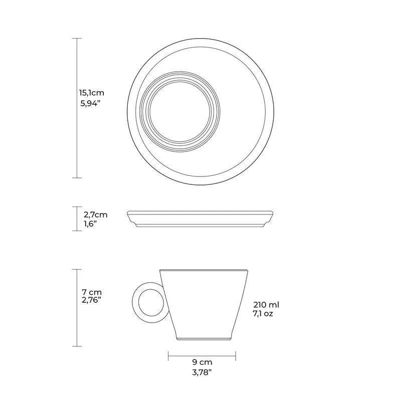 Miniatura: Xícara de Chá c/Pires Neo Latte 210ml - Porto Brasil