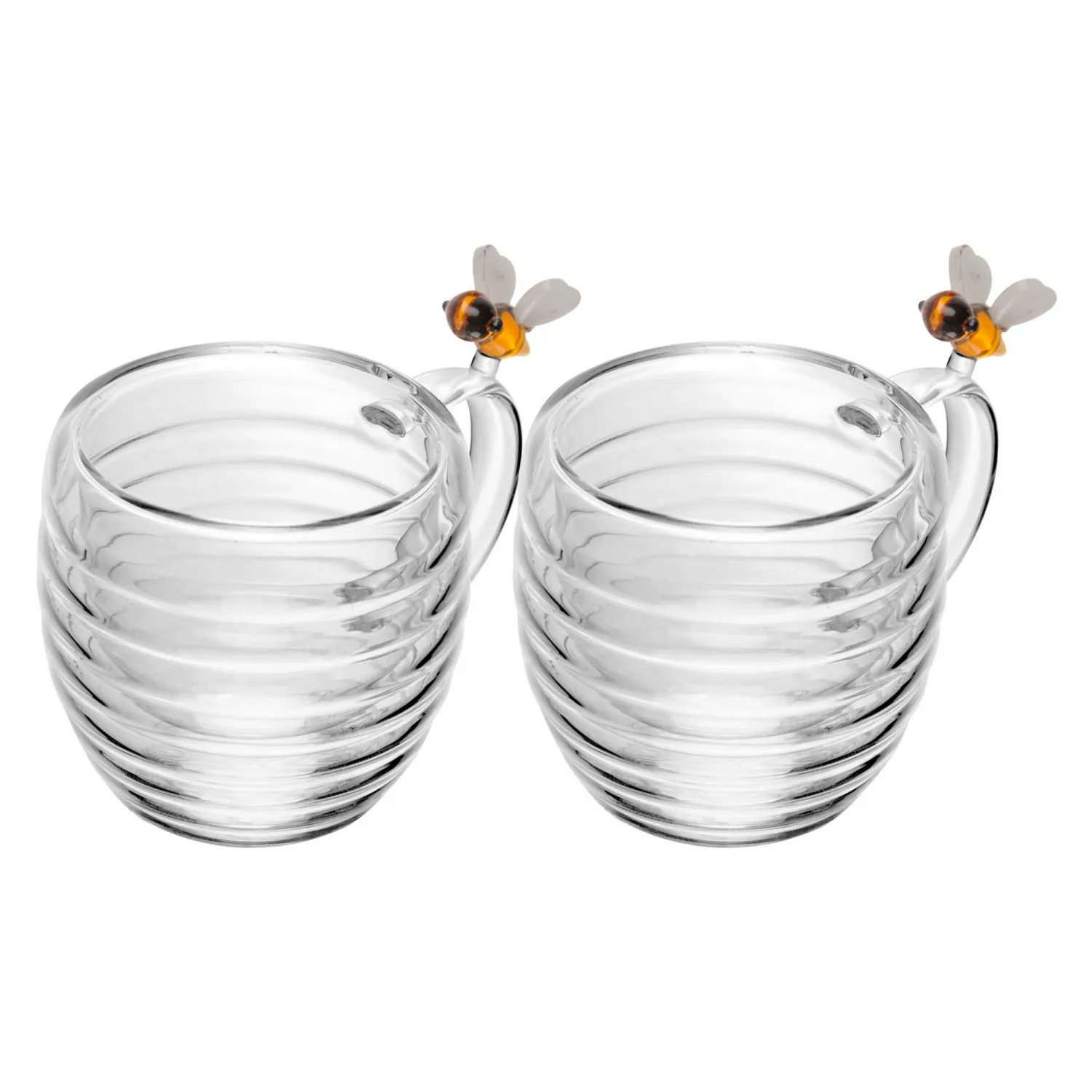 Conj. 2 Xícaras Café Vidro Parede Dupla Lovely Bee 80ml Lyor