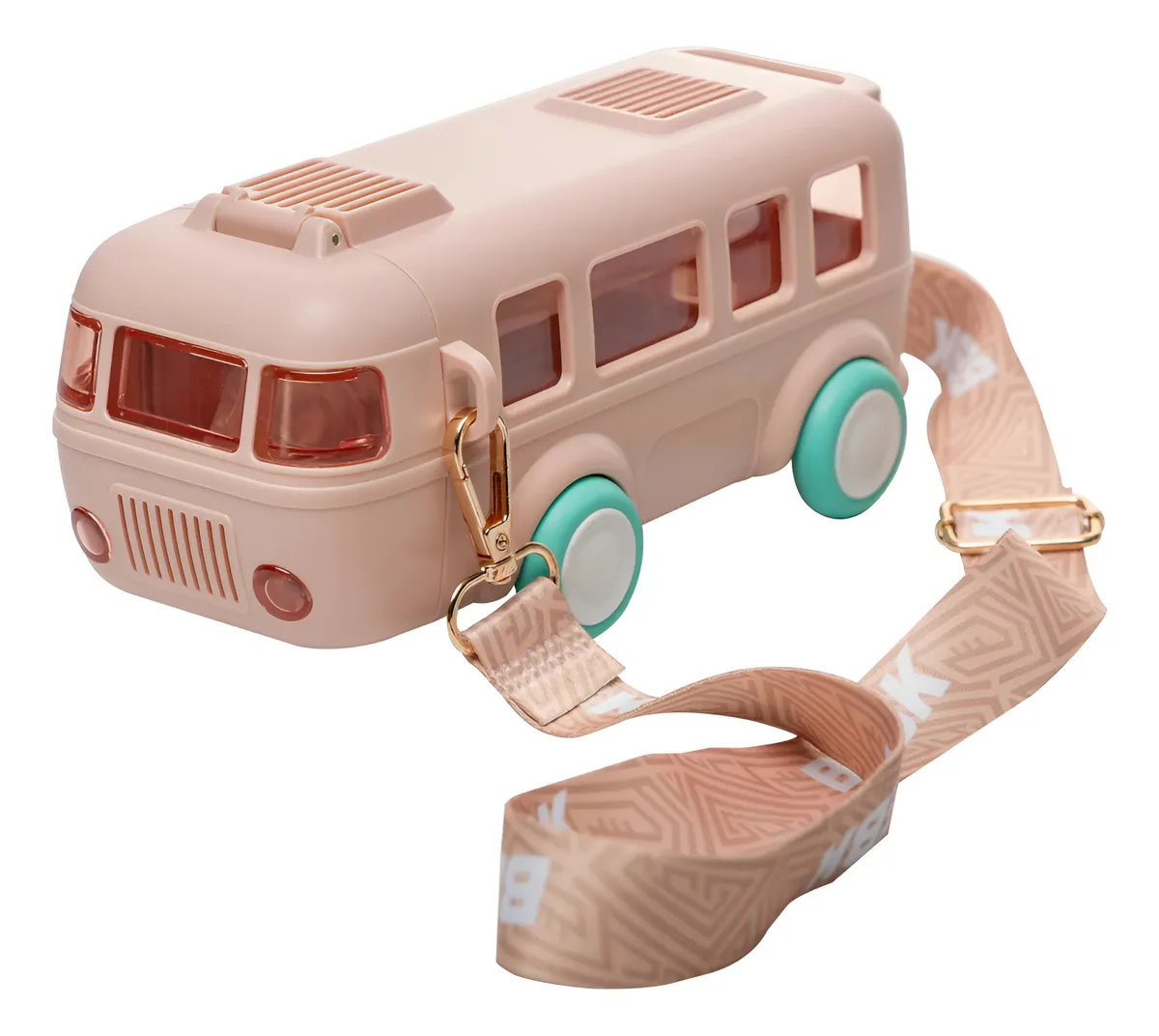 Garrafa Squeeze Infantil de Plástico Ônibus Rosa 500ml Wolff