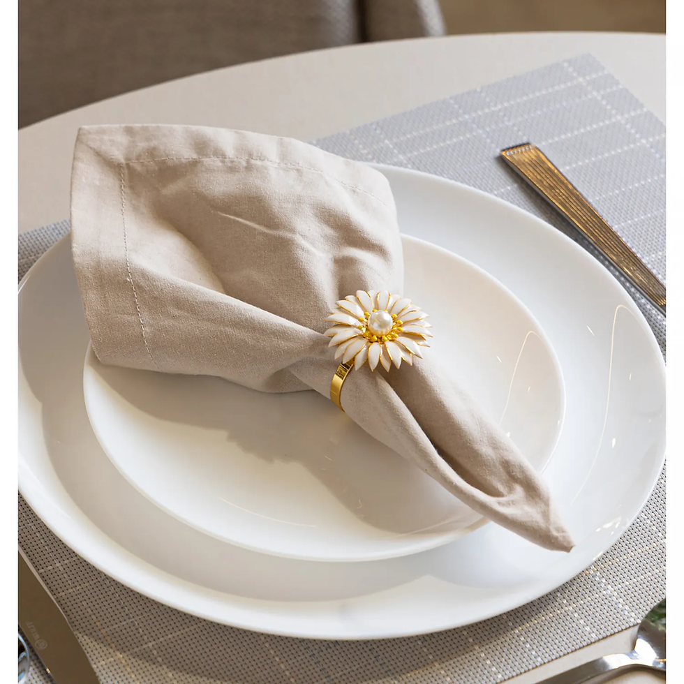 Miniatura: Conj. 4 Anéis p/ Guardanapos em Zamac Floratta Branco - Wolff