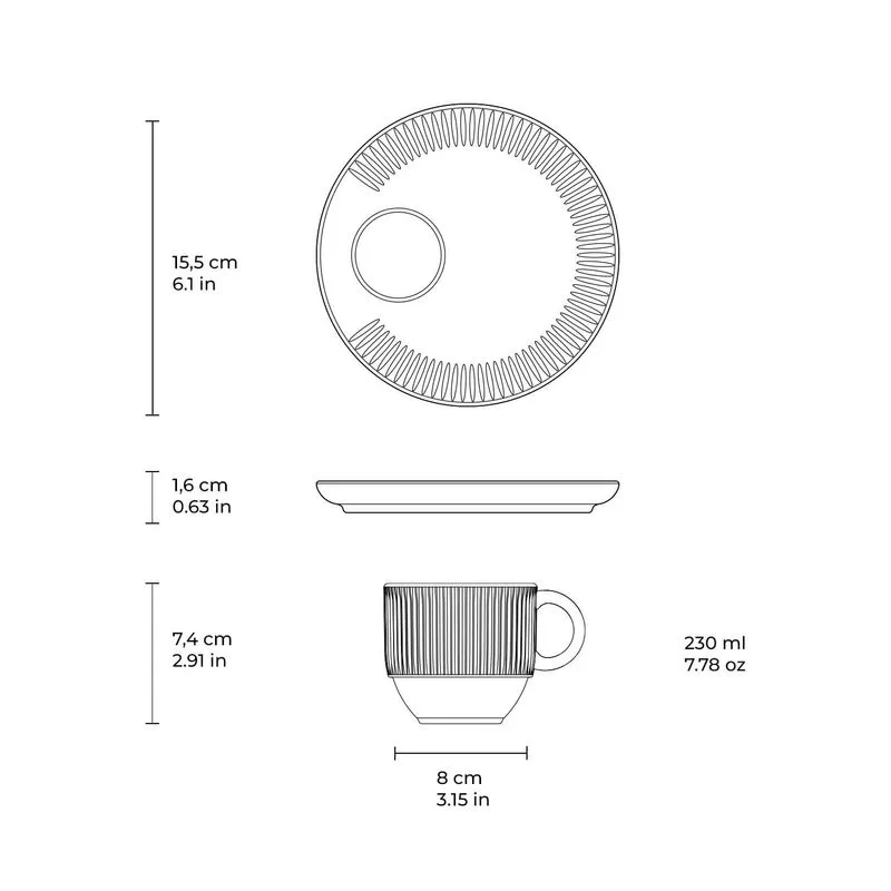 Miniatura: Xicara de Cha Empilhavel c/Pires Latte 230ml - Porto Brasil