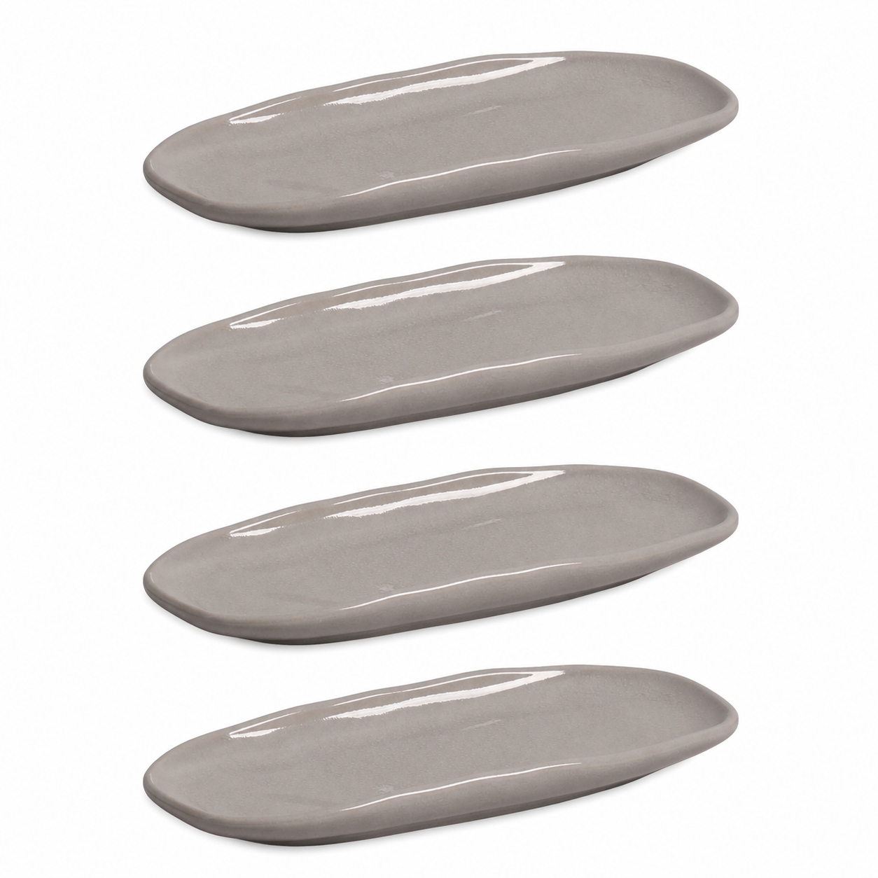Conj. 4 Travessas Oval Rasa Bruma G 36x13cm - Porto Brasil