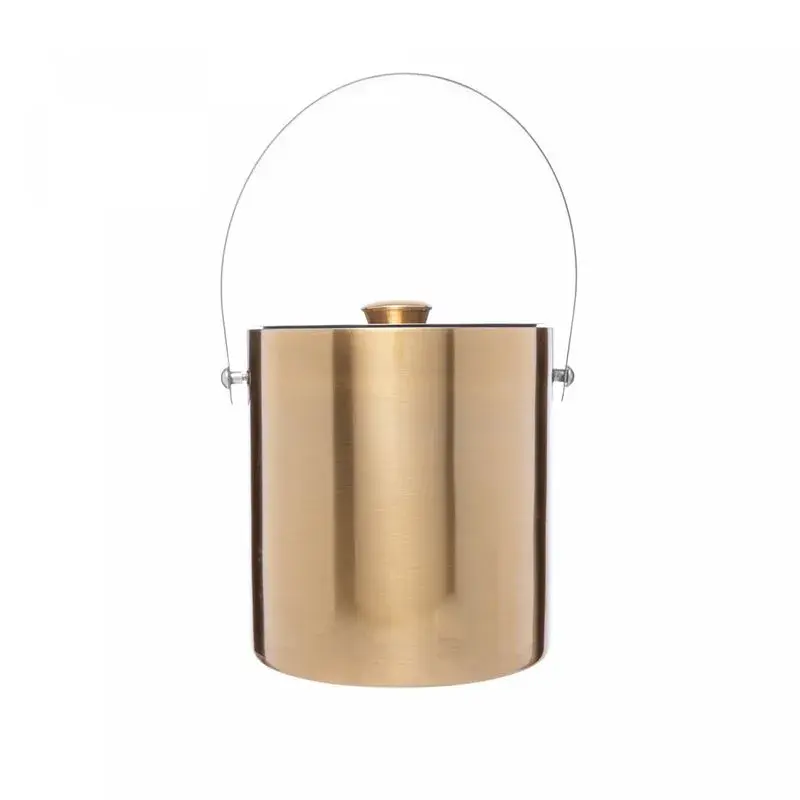 Miniatura: Balde de Gelo de Aço Inox Dourado Old Fashioned 15x15,5cm Wolff