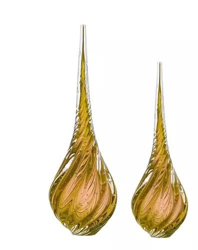 Miniatura: Gota Escultura Murano Veneza Âmbar 12x35cm - Mek