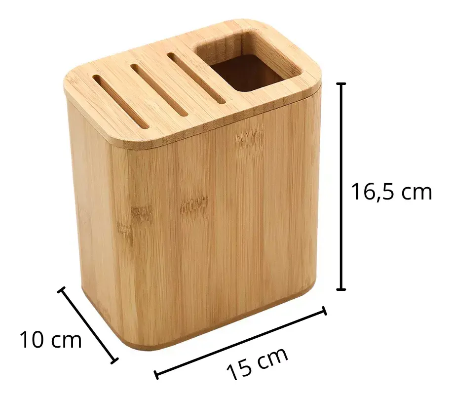 Miniatura: Porta Facas de Bambu 15x10x16,5cm Oikos