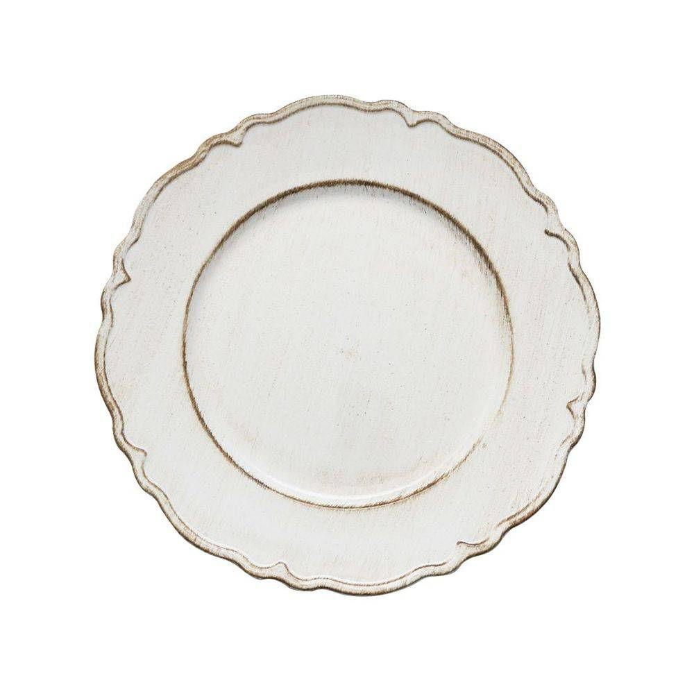 Sousplat Patinado de Plástico Moon Branco 33cm