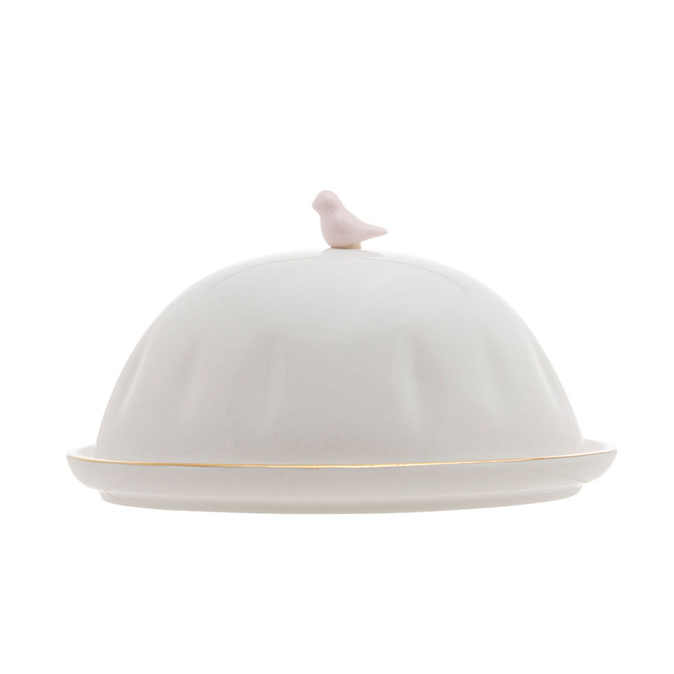 Miniatura: Manteigueira de Porcelana Birds 16x10x9cm Wolff