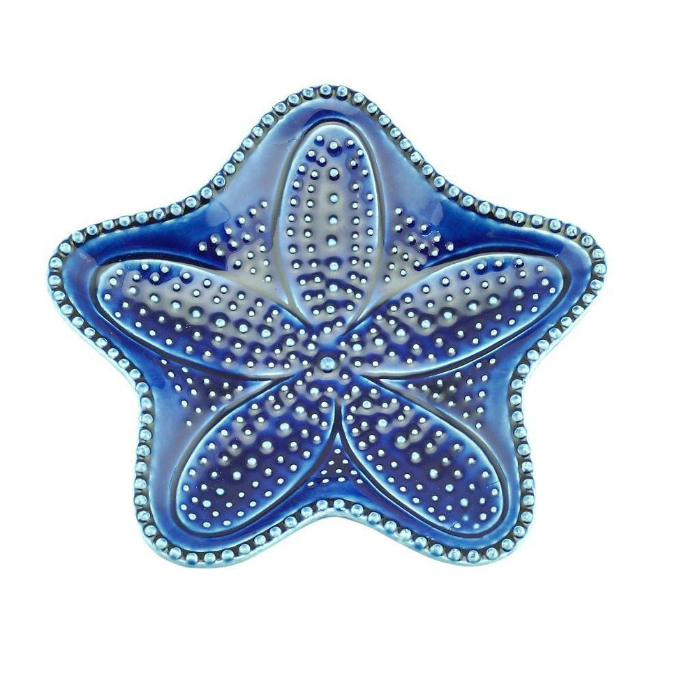Prato de Cerâmica Estrela Ocean Azul 21cm
