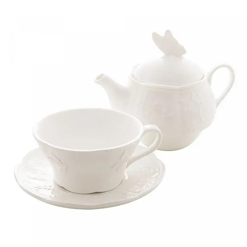 Miniatura: Conjunto 3 Peças Bule E Xícara Para Chá de Porcelana Butterlfy Lyor