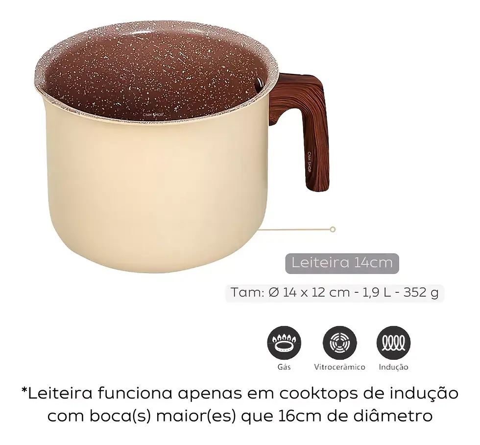 Miniatura: Jogo de Panelas 10 Pçs Indução Cerâmica Cook Pratic Crema - Mimo Style