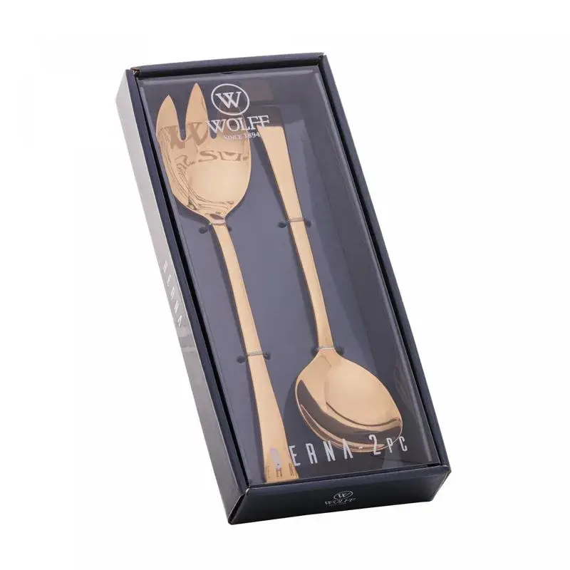 Miniatura: Conj. 2 Peças Colher e Garfo em Aço Inox p/ Salada Berna Dourado - Wol