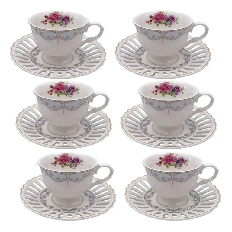 Conj. 6 Xicaras de Café c/ Pires de Porcelana Mon Cheri 80ml L'hemirtage