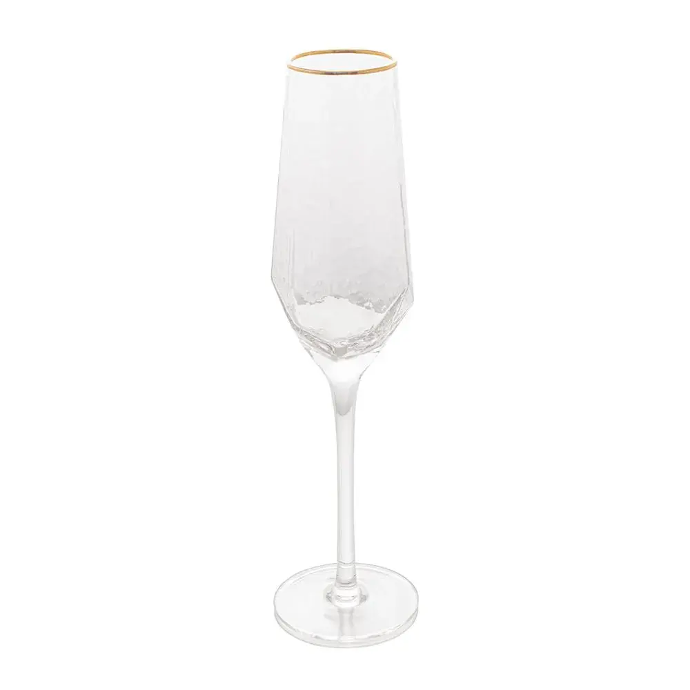 Taça Champanhe de Cristal c/ Borda Dourada Taj 300ml Wolff