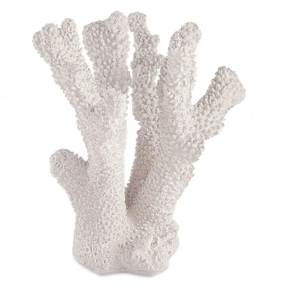 Miniatura: Escultura Decorativa de Poliresina Coral Branco 14x26,5x20,5cm Mart Collection