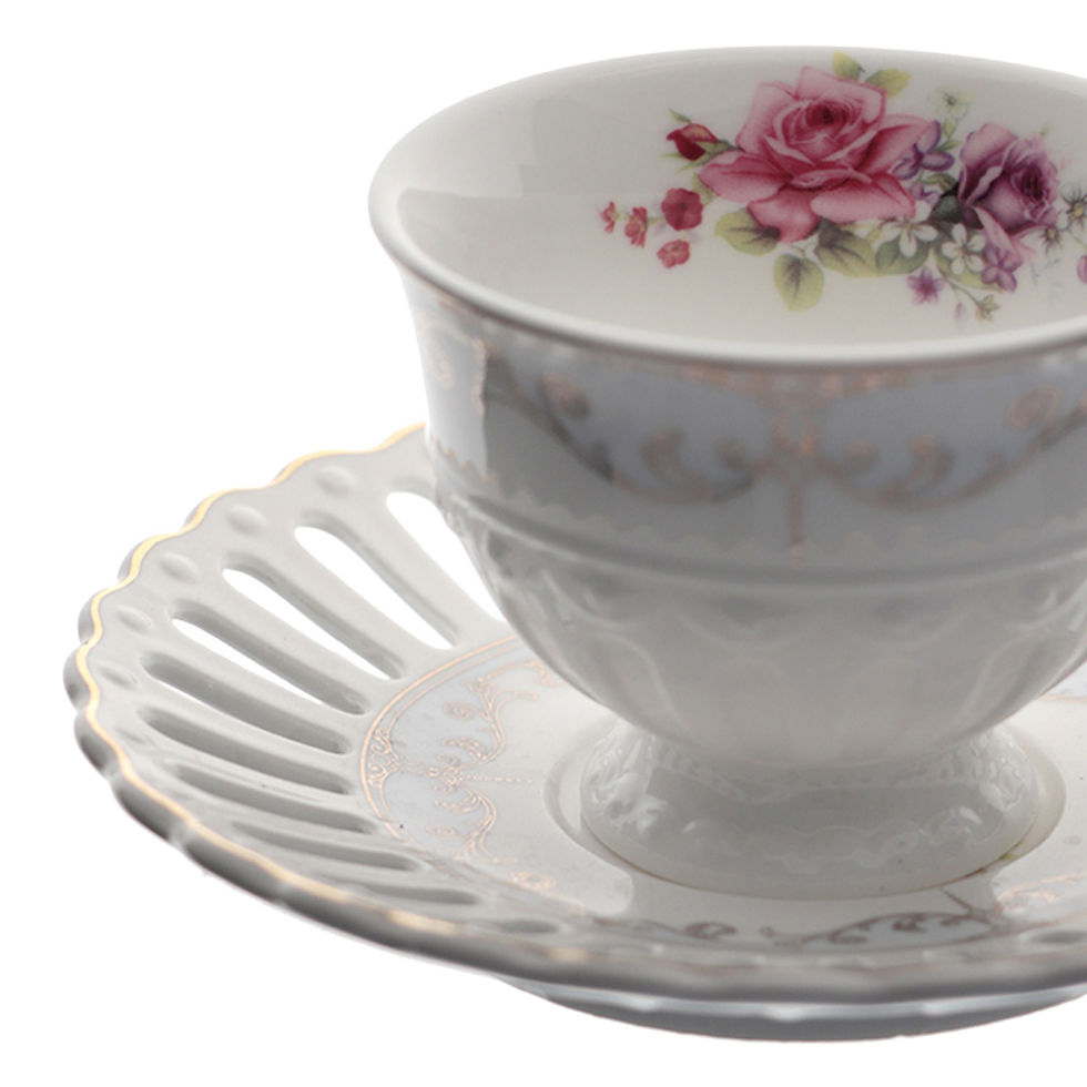 Miniatura: Conj. 6 Xicaras de Café c/ Pires de Porcelana Mon Cheri 80ml L'hemirtage