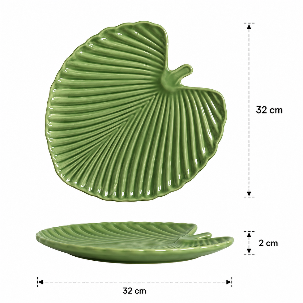 Miniatura: Travesssa em Cerâmica Relevada Leaves Verde 32cm - Scalla