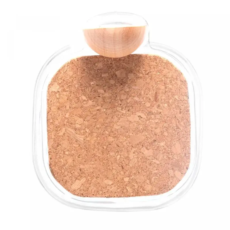 Miniatura: Pote Quadrado de Vidro c/ Colher Bambu e Tampa Rolha 310ml - Lyor
