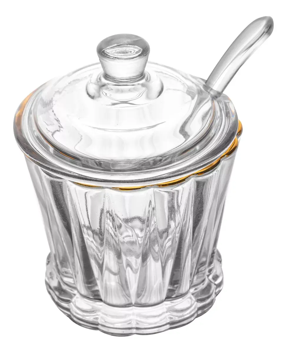Miniatura: Açucareiro de Cristal c/ Colher Fio De Ouro Radial 210ml Lyor