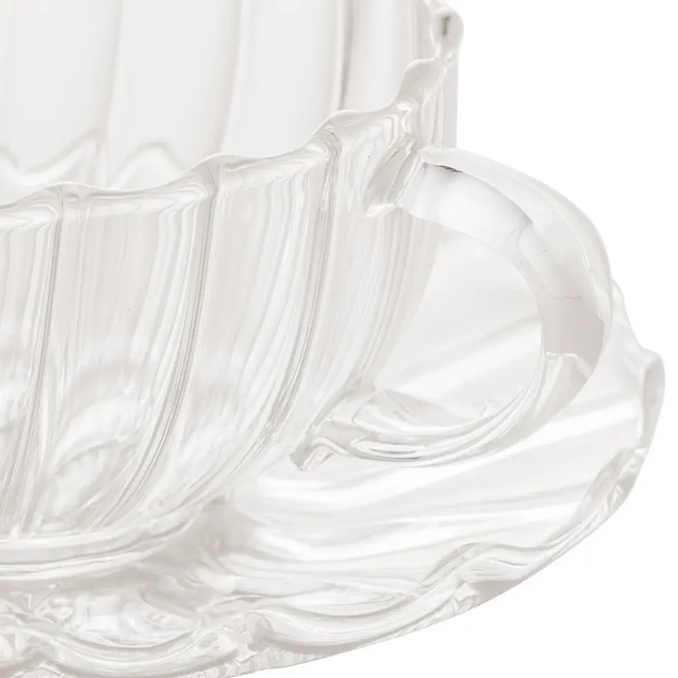 Miniatura: Xicara de Café ou Chá c/ Pires Dupla Parede de Vidro Borossilicato 250ml Wolff