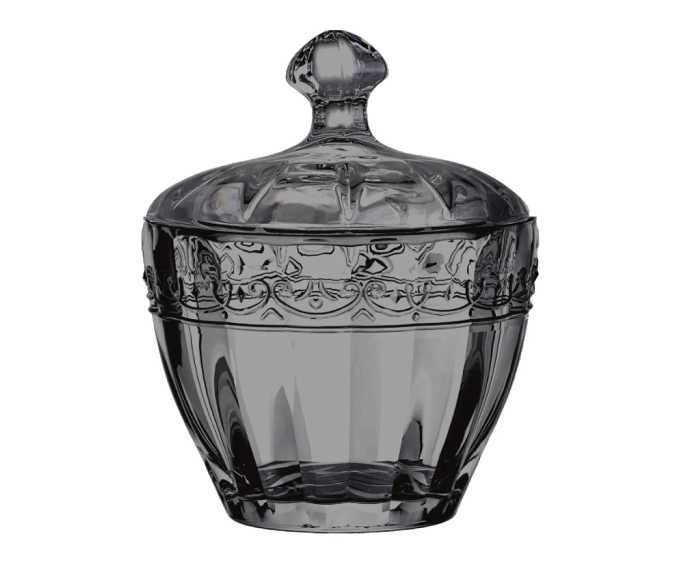 Potiche Decorativo de Vidro Paris Cinza 8,5x10,8cm - Mek