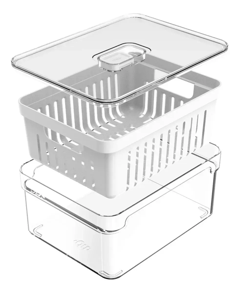 Miniatura: Kit 3 Potes Organizadores de Geladeira Transparente 2,2 Litros - Ou