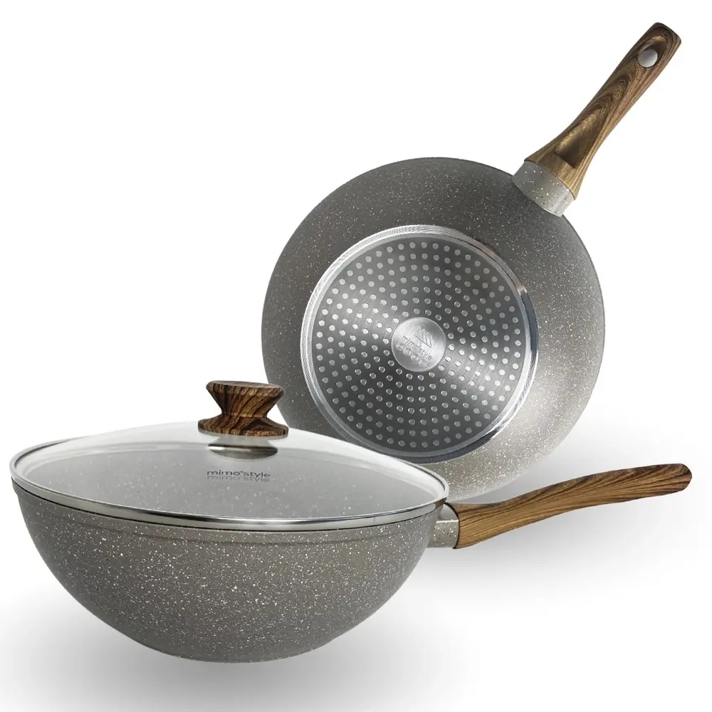 Frigideira Wok c/ Tampa Indução Cerâmica Grafito 28cm - Mimo Style