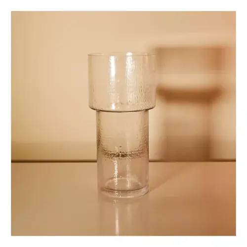 Miniatura: Vaso de Vidro Martelado Transparente 14x30cm Mart
