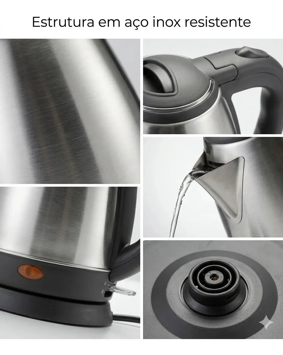 Miniatura: Chaleira Elétrica em Aço Inox 1,8 Litros 1500w 220v Lehavi
