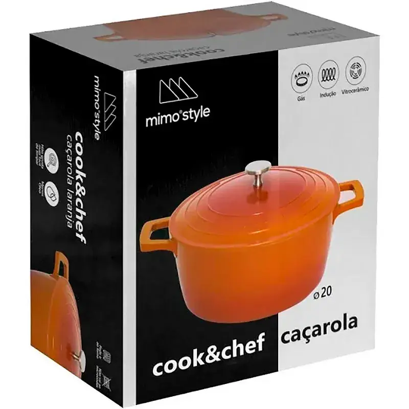 Miniatura: Caçarola Indução Revestimento Cerâmico Cook&Chef Laranja 24cm Mimo Style