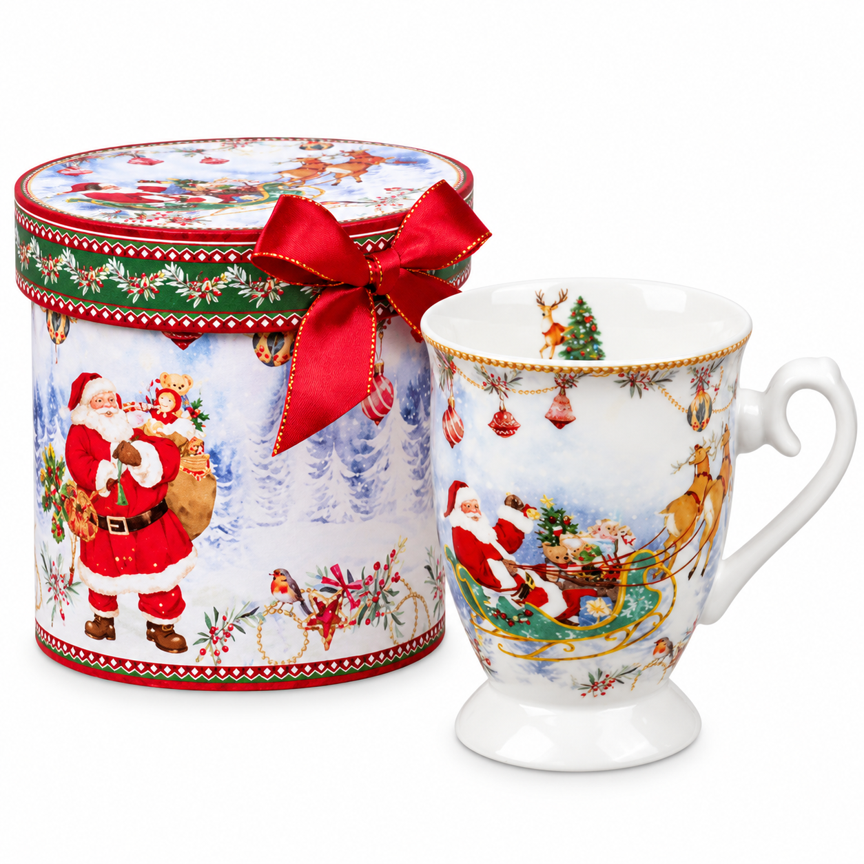 Caneca De Cerâmica Decorada Papai Noel 8x11cm - Dinatale