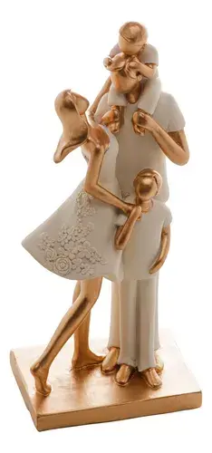 Figura Decorativa Resina Familia Branco 9x7x20cm