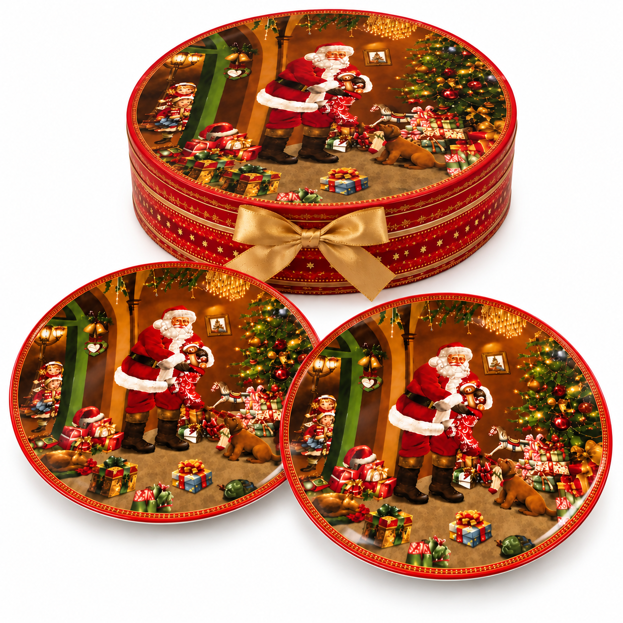 Conj. 2 Pratos Decorado Papai Noel 19cm - Dinatale