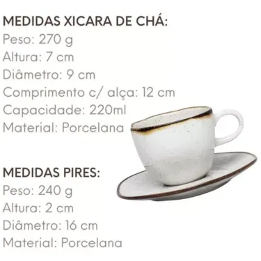 Miniatura: conjunto com 2 Xicara de Chá c/ Pires em Porcelana Ryo Maresia 220ml Oxford