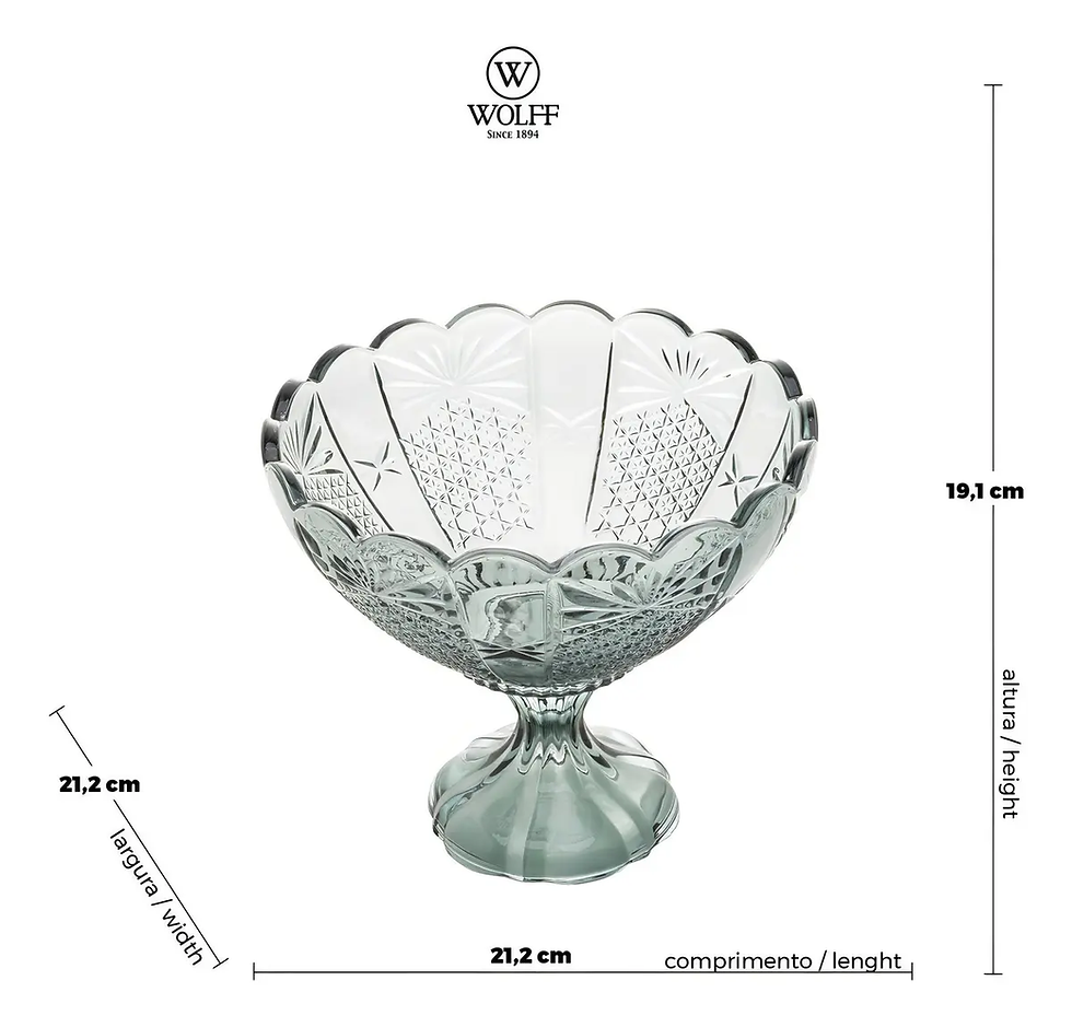 Thumbnail: Centro de Mesa Cristal c/ Pé Princess Verde 22x19cm - Wolff