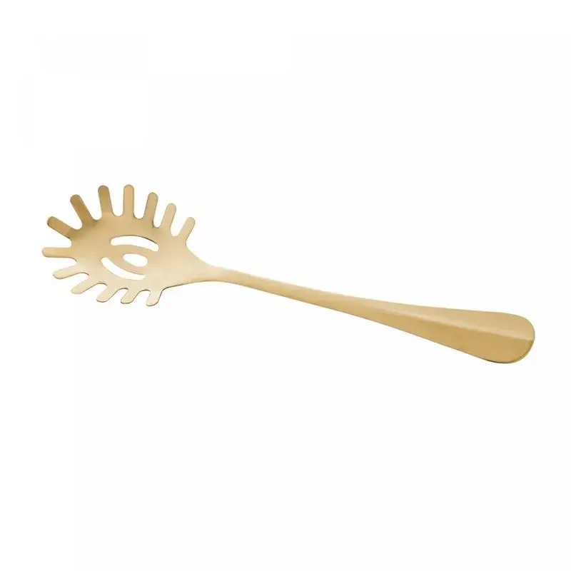 Miniatura: Colher Macarrão em Aço Inox Positano Dourado 28cm Lyor