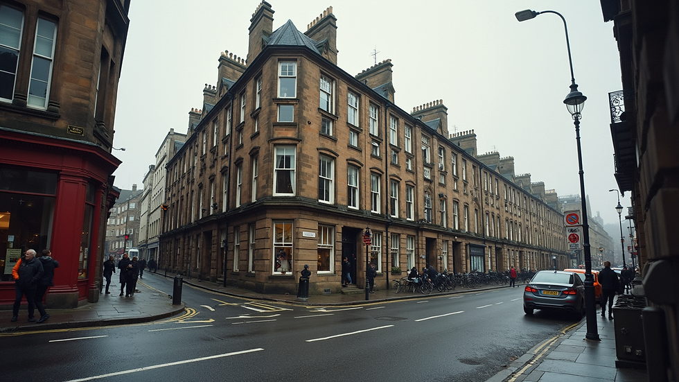 Eye-level view of a historic building in Paisley