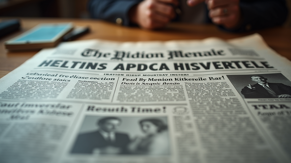 Close-up view of a historic newspaper covering the election results