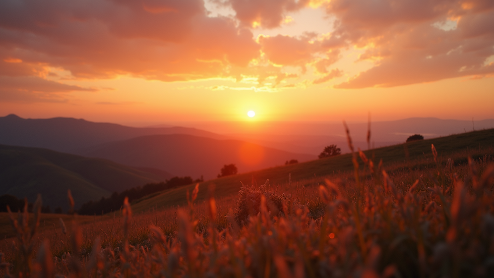 High angle view of a serene sunset over a tranquil landscape