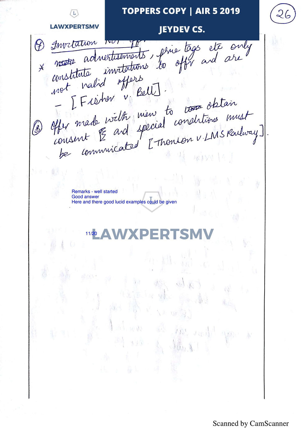 Toppers' Answer-copy : Jeydev CS 2019 (AIR 5) | Paper II of UPSC Law ...