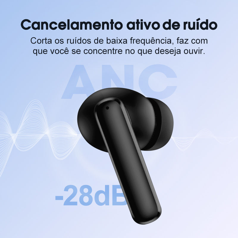 Miniatura: Fones de Ouvido Sem Fio QCY T13 ANC com Cancelamento Ativo de Ruído e Bluetooth 