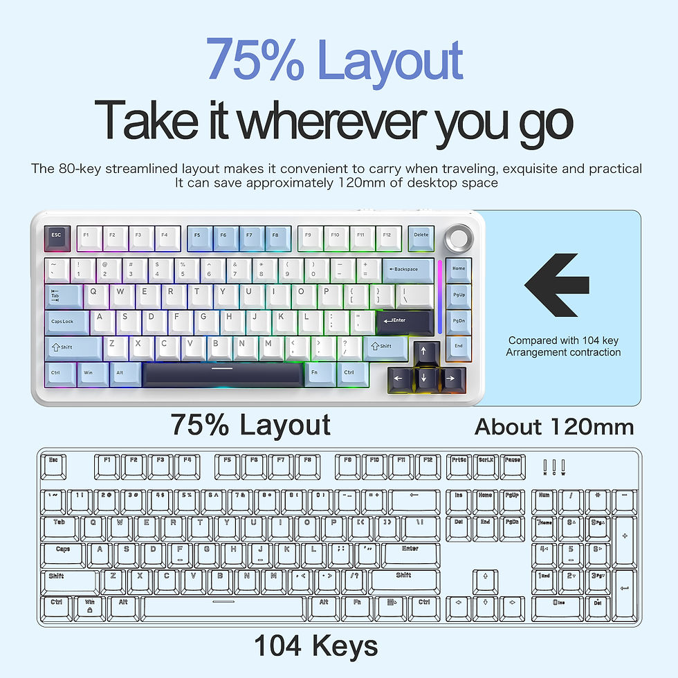 Miniatura: 75% Hot Swap Gaming Keyboard Wireless FREEWOL F75 RGB Mechanical Keyboard with M
