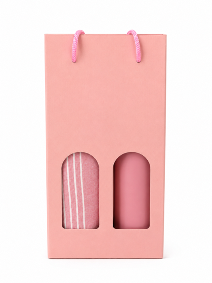 Rosanes Gift Set mit Bio-Baumwolle Strandtuch und 500ml Thermo-Trinkflasche in Geschenkbox
