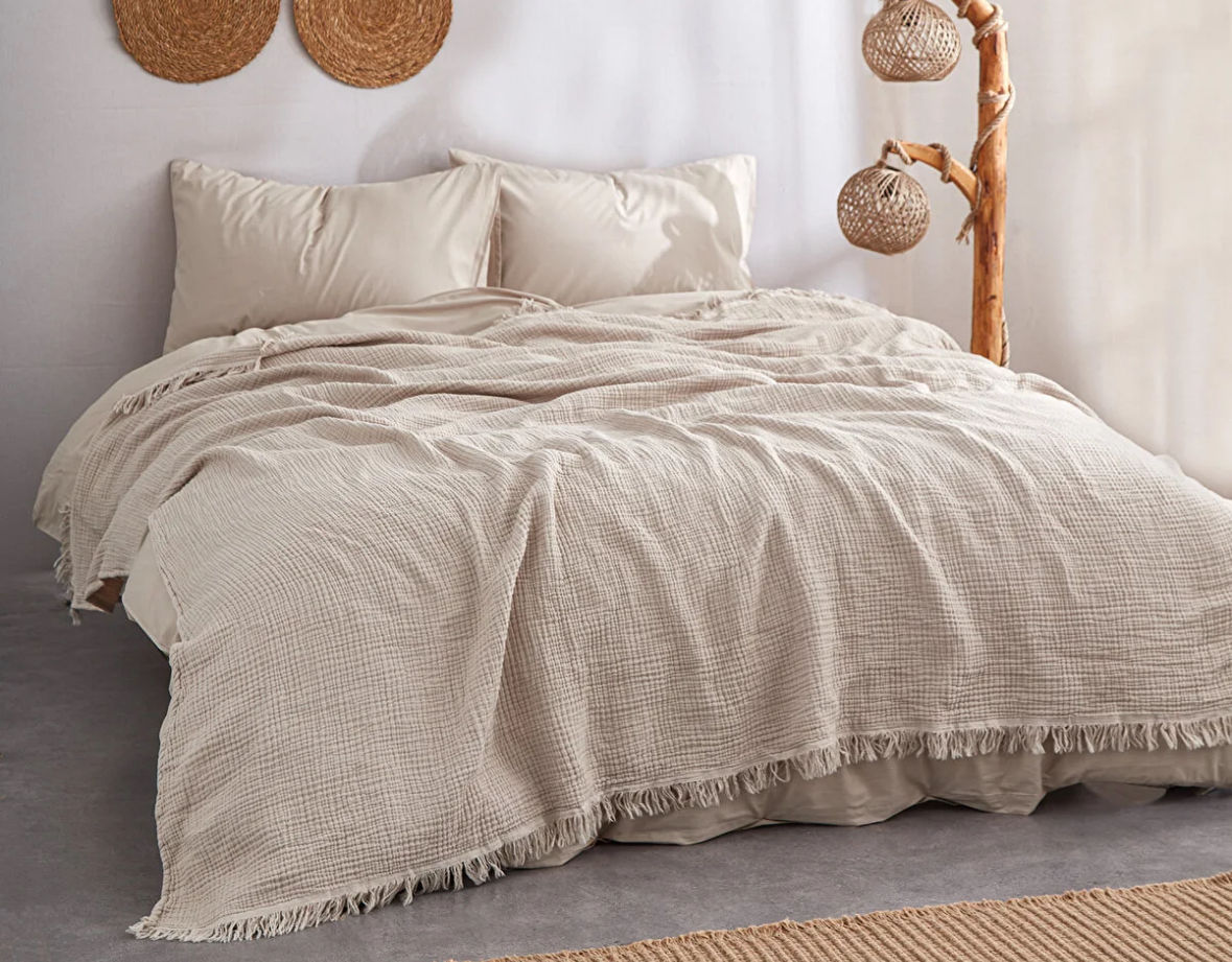 musselin decke beige