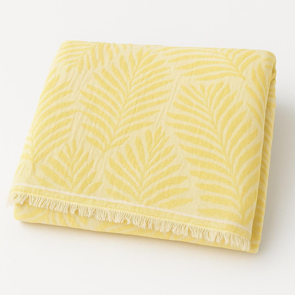 Musselin Decke Leaf in Hell Gelb mit Muster