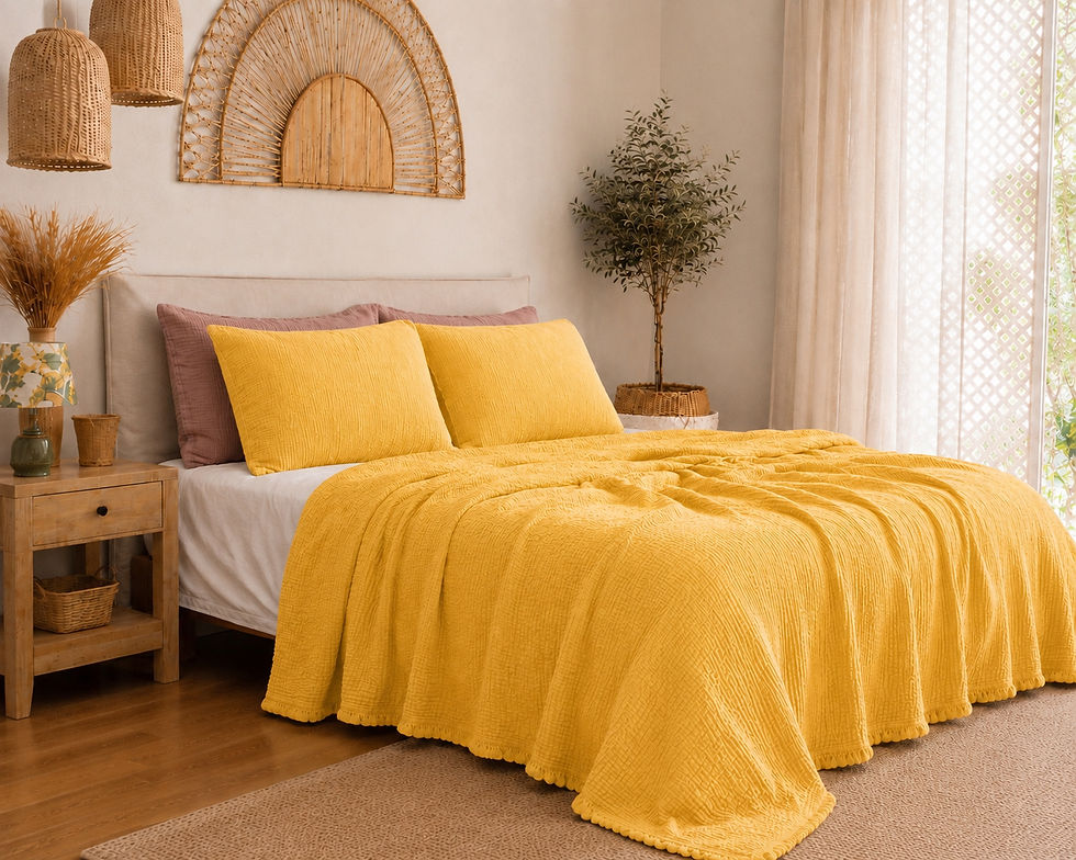 Sonnengelbe Musselin Tagesdecke Made in Stuttgart